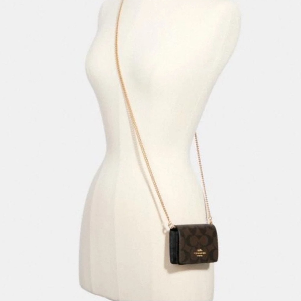 Coach Brown Leather Crossbody Bag Compact Design